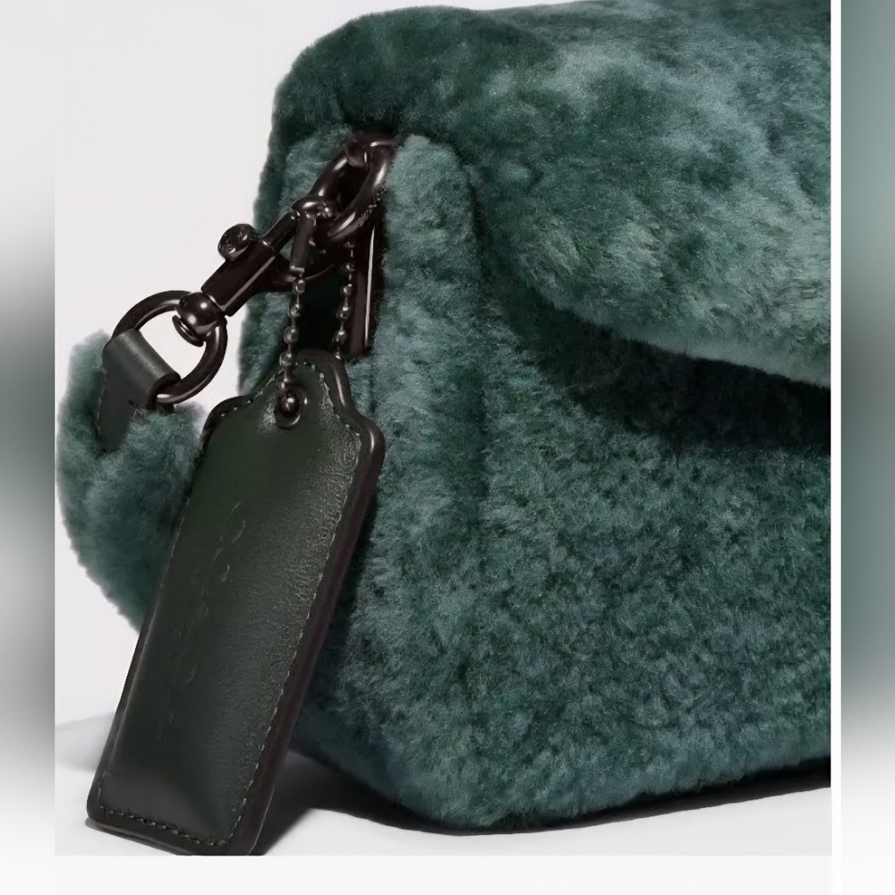 Coach Pillow Tabby 26 Shoulder Bag, Green Shearling - Picture 3 of 7